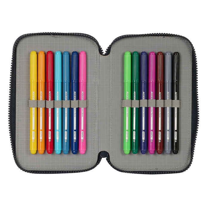 Triple Pencil Case Real Madrid C.F. White 12.5 x 19.5 x 5.5 cm (36 Pieces)