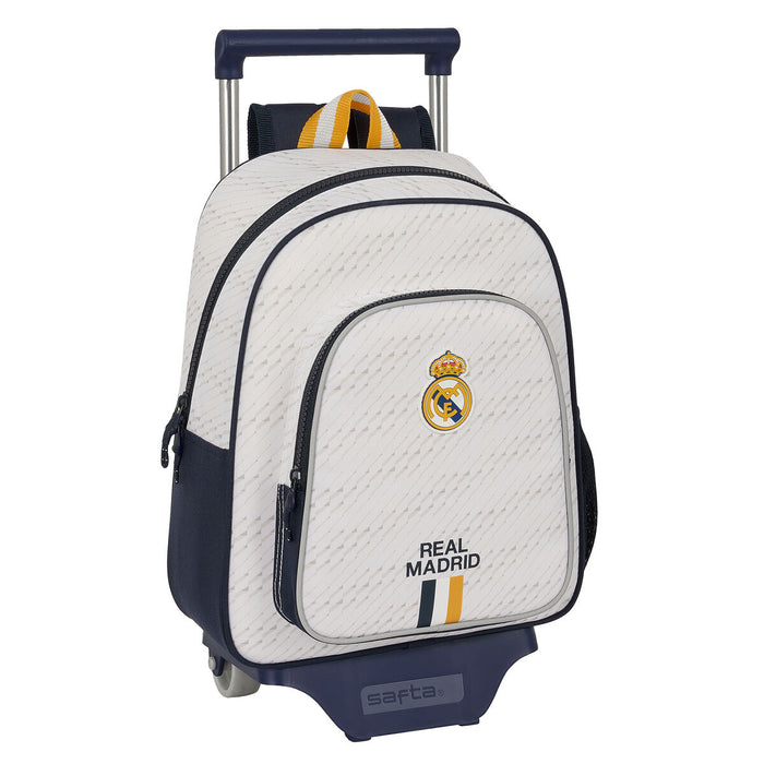 School Rucksack with Wheels Real Madrid C.F. White 28 x 34 x 10 cm