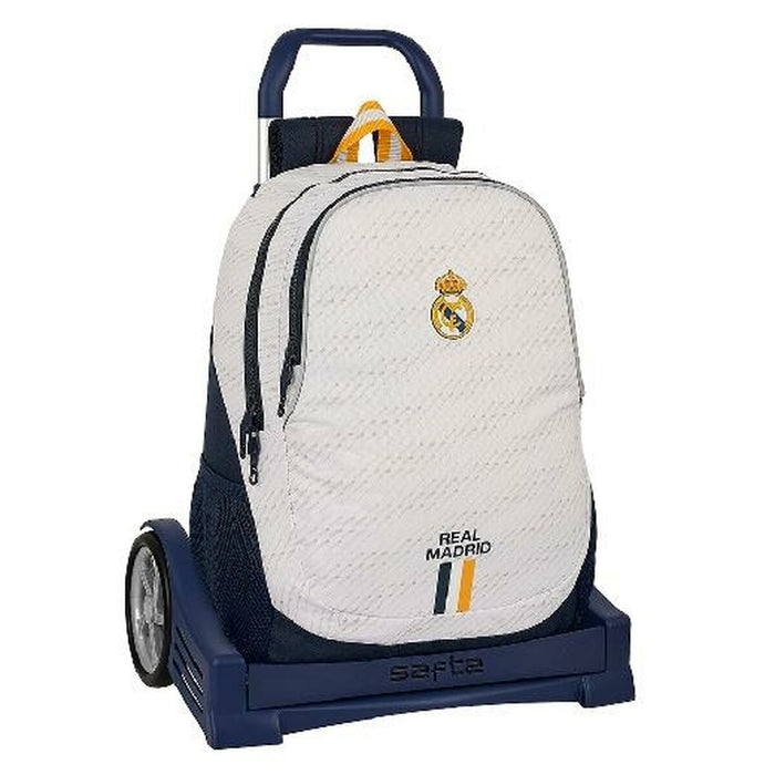 School Rucksack with Wheels Real Madrid C.F. White 32 x 16 x 44 cm