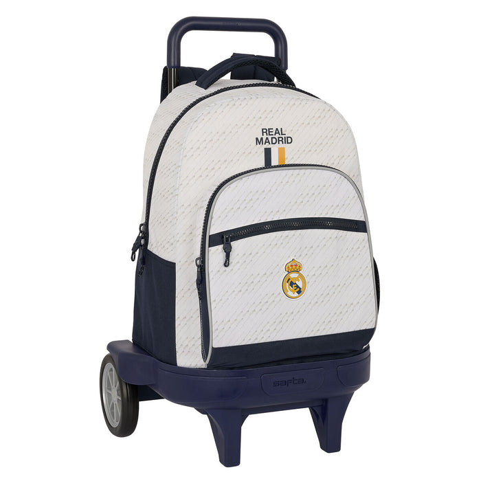 School Rucksack with Wheels Real Madrid C.F. White 33 X 45 X 22 cm