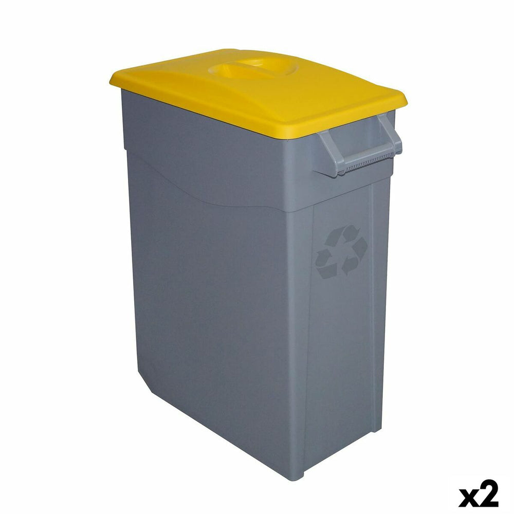 Recycling Waste Bin Denox 65 L Yellow (2 Units)