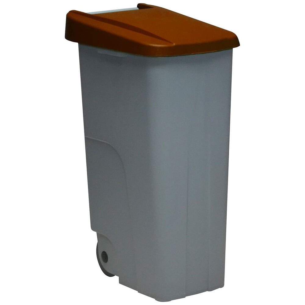 Dustbin with Wheels Denox Grey Brown Plastic 110 L