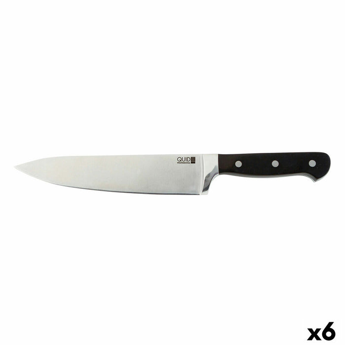 Chef's knife Quid Professional Inox Chef Black Black Metal 20 cm (Pack 6x)