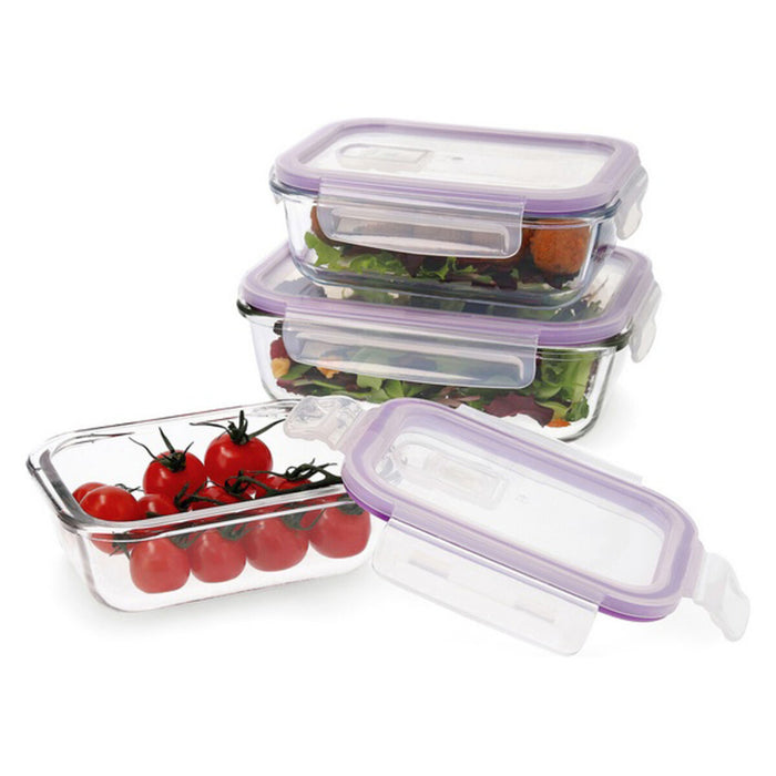 Set of lunch boxes Quid Frost (3 pcs) Transparent Glass 3 Pieces