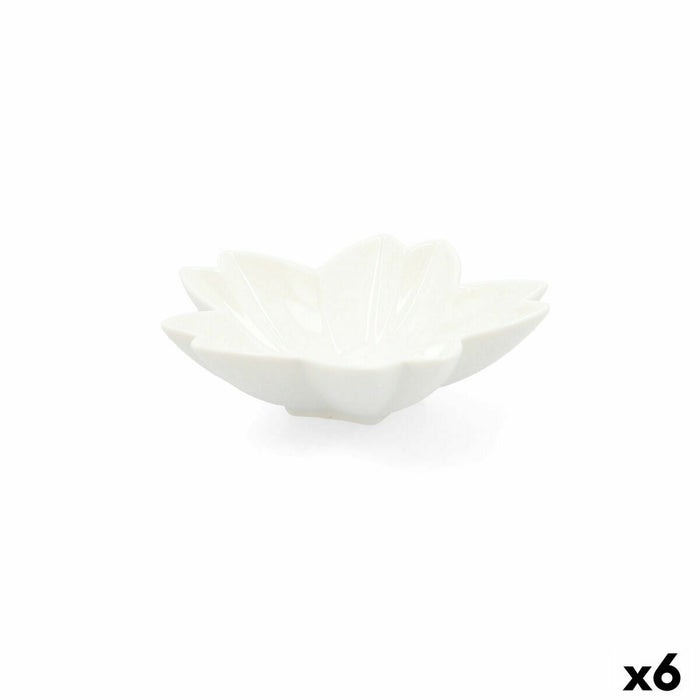 Snack tray Quid Select Flower Ceramic White (6 Units) (Pack 6x)