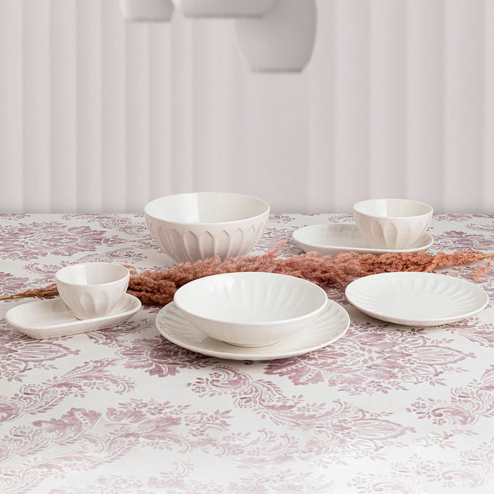 Tableware Bidasoa Romantic Ivory Ceramic White 18 Pieces