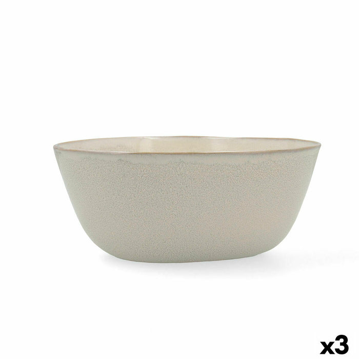 Salad Bowl Bidasoa Ikonic Ceramic White (20 x 19,5 x 8,5 cm) (Pack 3x)