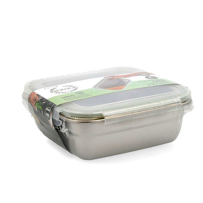 Hermetic Lunch Box Bidasoa Theo 18,3,5 x 18,3 x 6,8 cm Silver 1,2 L Metal