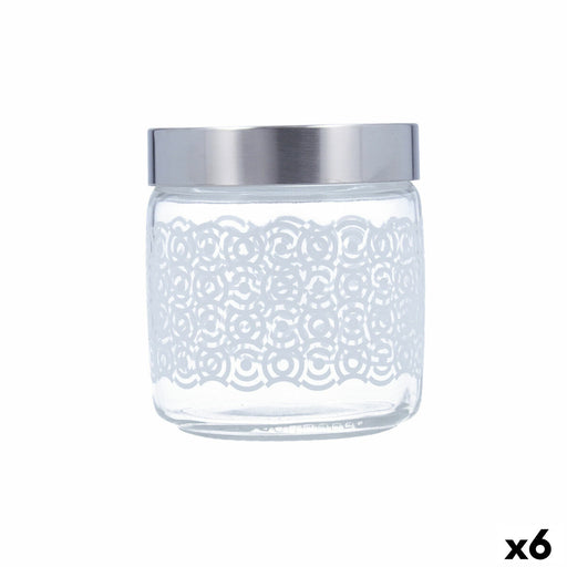 Jar Giara With lid Grey Glass 750 ml (6 Units)