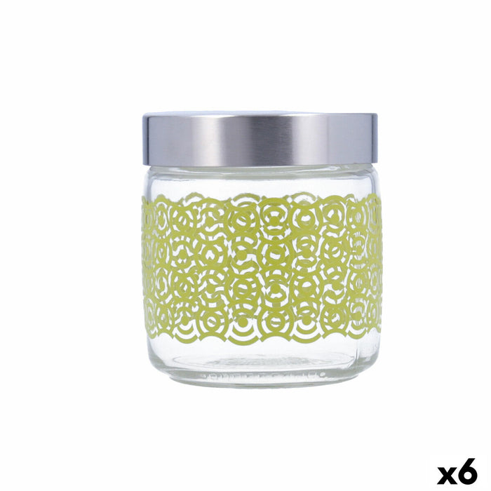 Jar Giara With lid Green Glass 750 ml (6 Units)