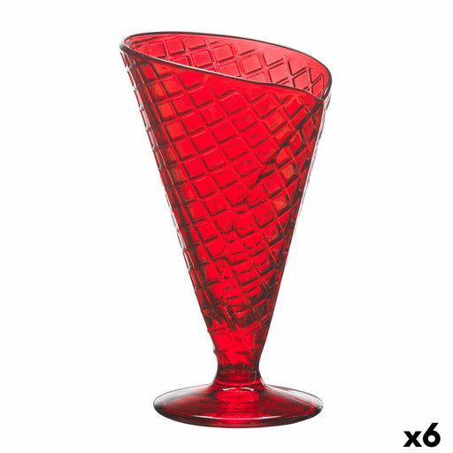 Ice Cream and Milk Shake Glass Gelato Red Glass 210 ml (6 Units)