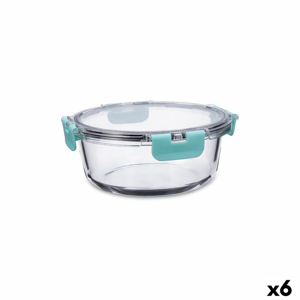 Hermetic Lunch Box Quid Purity Circular 970 ml Transparent Glass (6 Units)