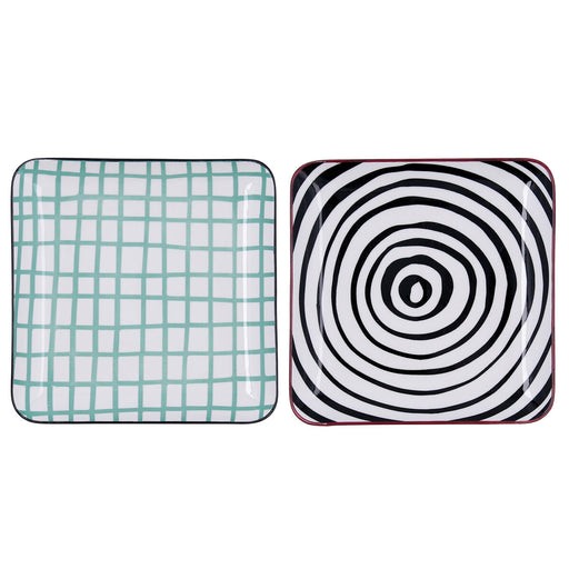 Snack tray Bidasoa Zigzag Squared Multicolour Ceramic 21 x 21 cm