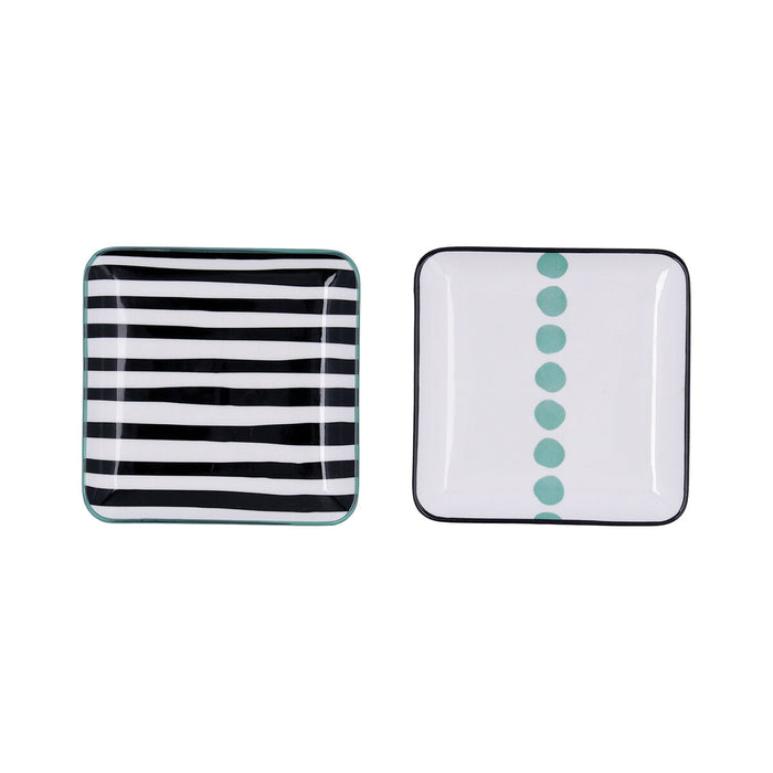 Snack tray Bidasoa Zigzag Squared Multicolour Ceramic 15 x 15 cm