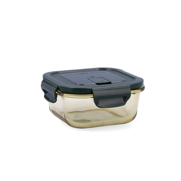 Hermetic Lunch Box Bidasoa Infinity Squared Green Yellow Glass 520 ml