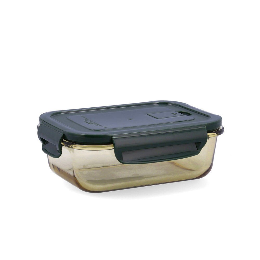 Hermetic Lunch Box Bidasoa Infinity Rectangular Green Yellow Glass 630 ml