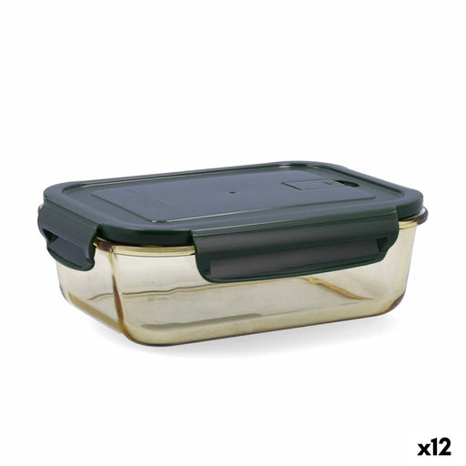 Hermetic Lunch Box Bidasoa Infinity Rectangular 1,04 L Yellow Glass (12 Units)