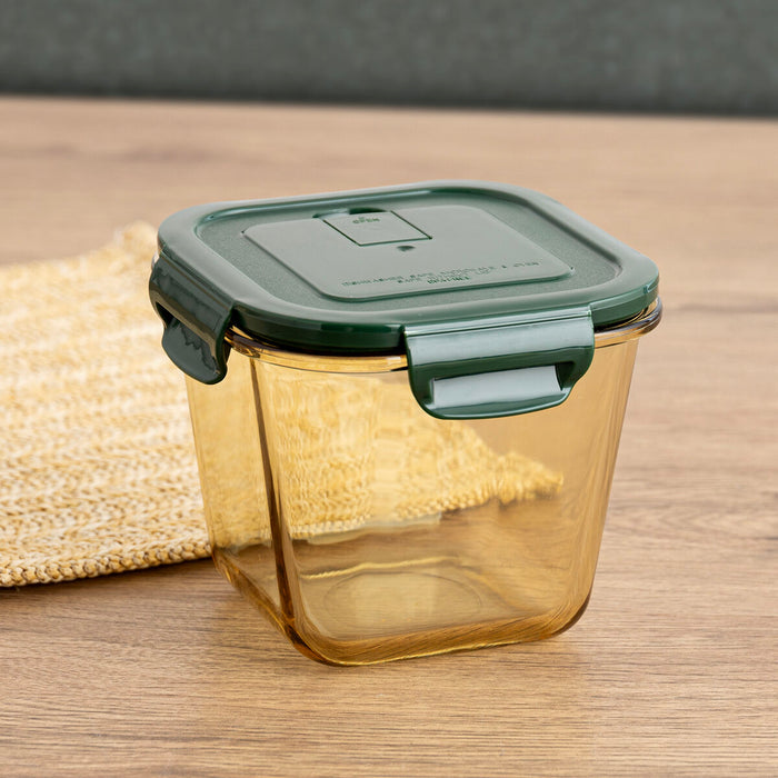 Hermetic Lunch Box Bidasoa Infinity Squared Green Yellow Glass 900 ml