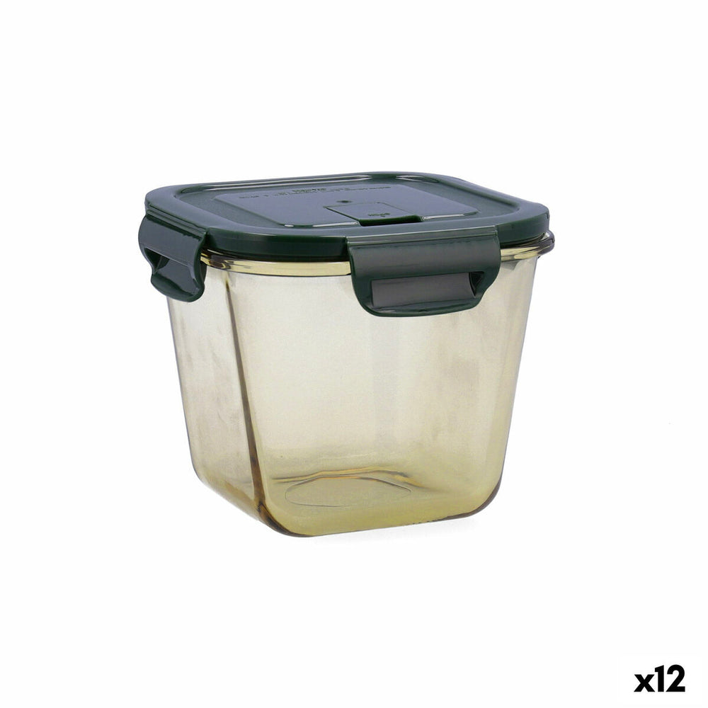 Hermetic Lunch Box Bidasoa Infinity Squared 900 ml Yellow Glass (12 Units)