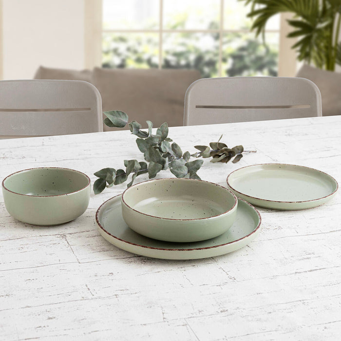 Dinnerware Set Quid Duna Green Ceramic 12 Pieces