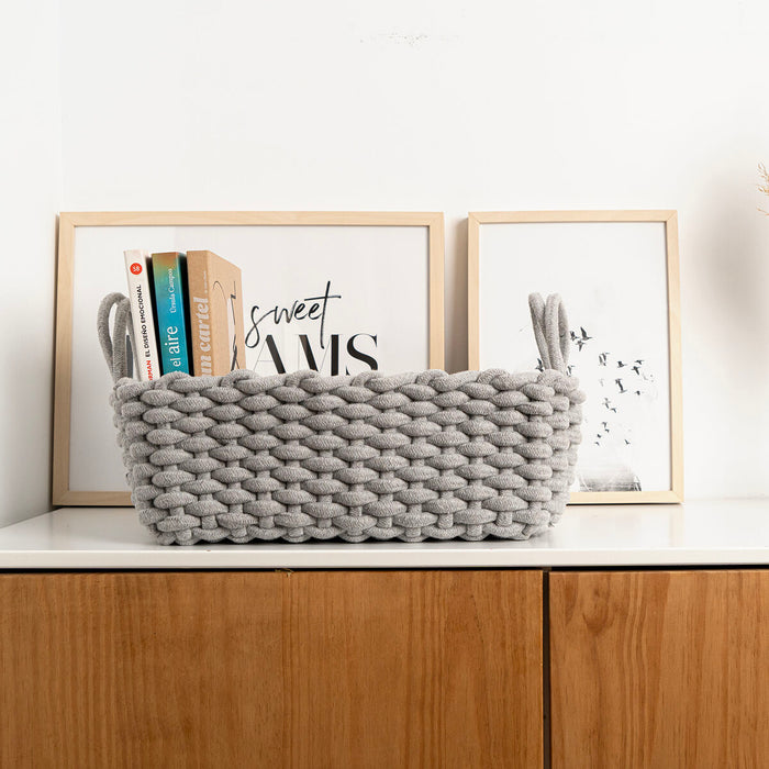 Decorative basket Vinthera Moa Cotton Grey 35 x 25 x 13 cm