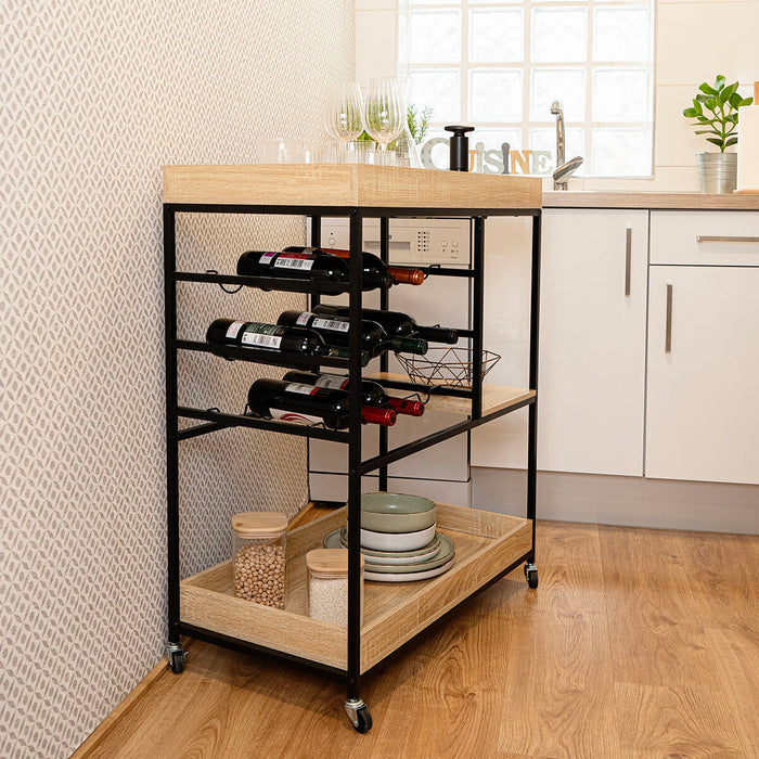 Serving trolley Vinthera Moa Bottle rack Black Metal 75 x 40 x 91,5 cm