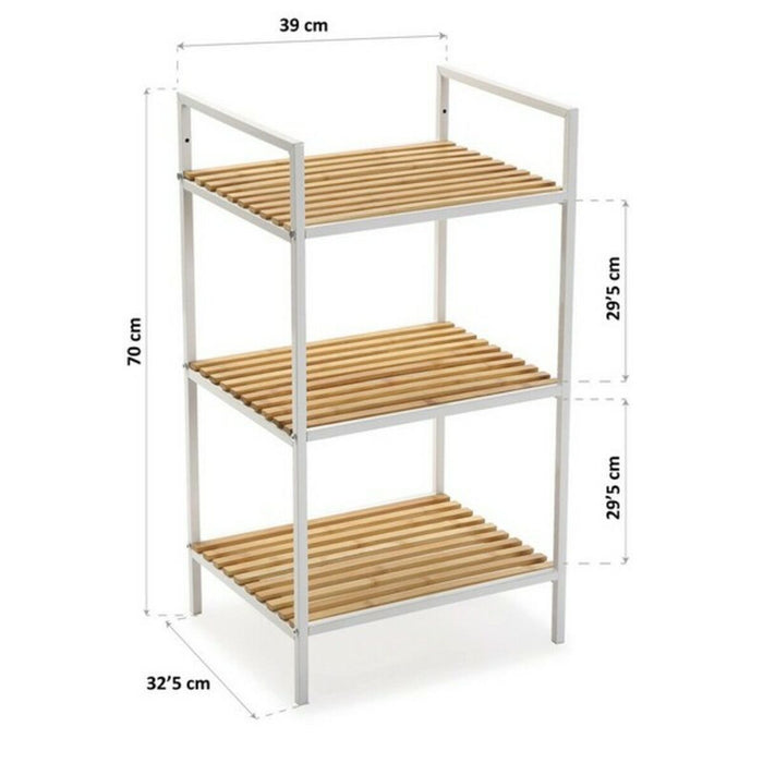 Bathroom Shelves Versa White Metal PVC Bamboo (32,5 x 70 x 39 cm)