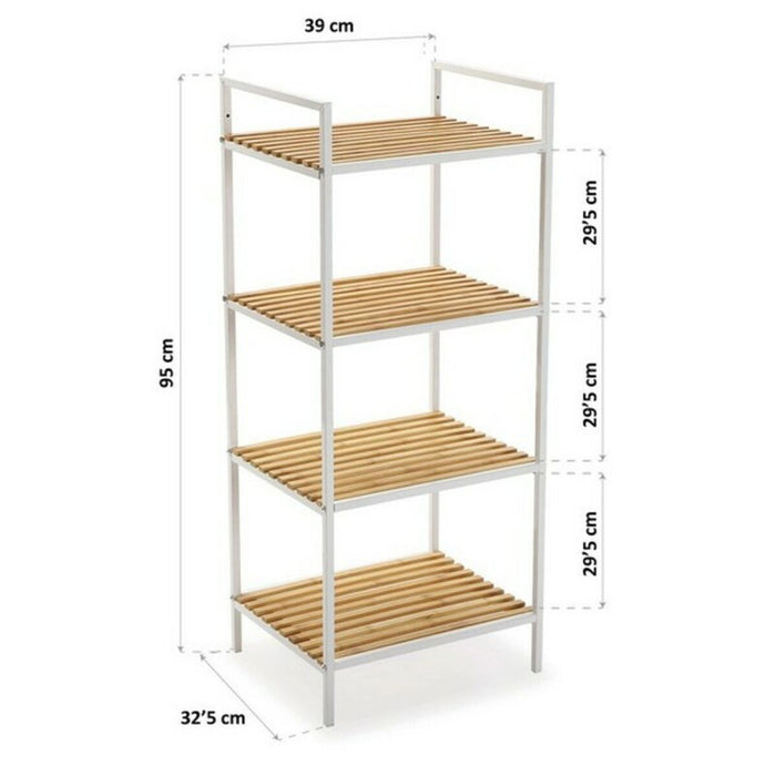 Bathroom Shelves Versa White Metal PVC Bamboo (32,5 x 95 x 39 cm)