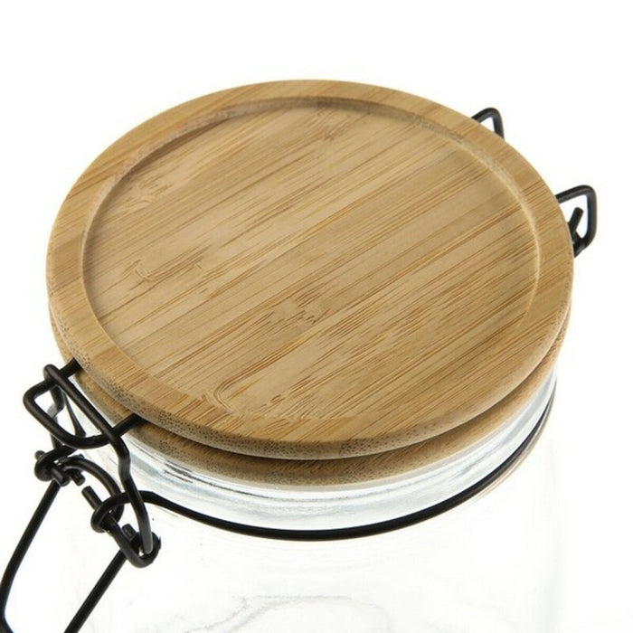 Transparent Glass Jar Versa Bamboo (10,8 x 14 x 10,8 cm) 700 ml