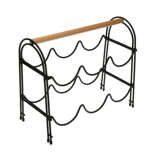 bottle rack metal wood steel (14 x 27,5 x 32,7 cm)