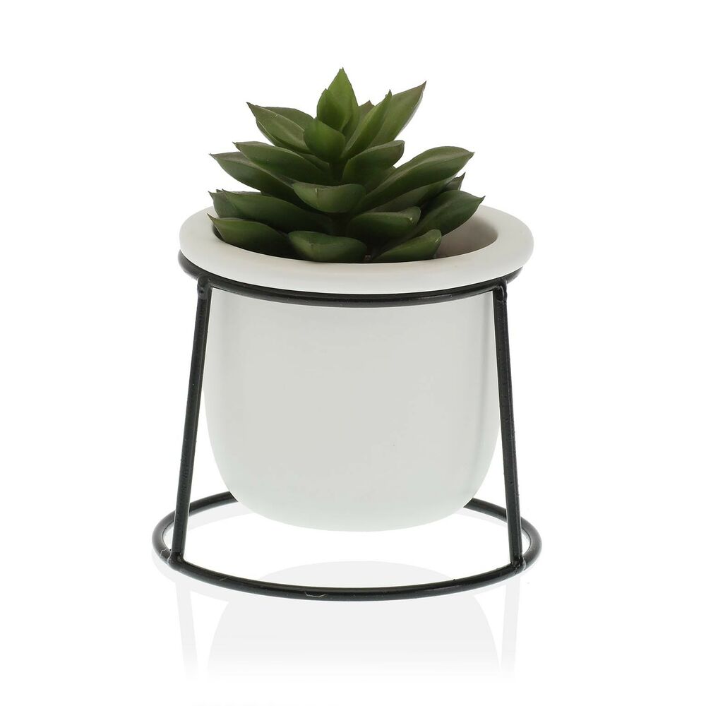 Plant pot White Ceramic Metal (10,5 x 11,5 x 10,5 cm)