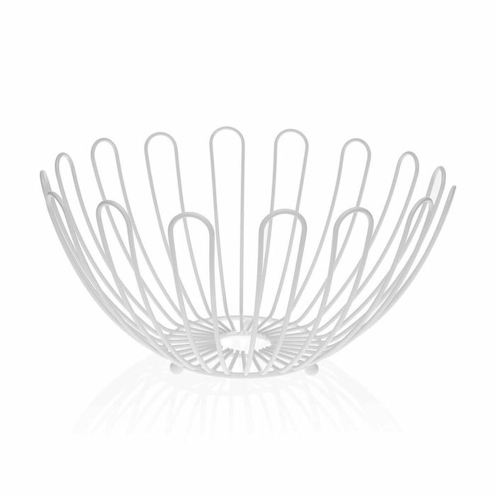 Fruit Bowl Versa White Metal Steel (26 x 14 x 26 cm)