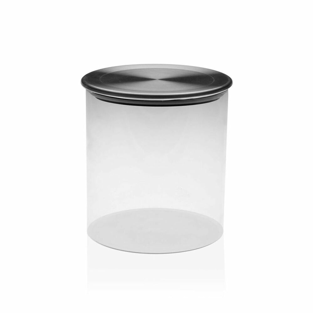 Glass Jar Versa 350 ml Crystal Steel (ø 8,5 x 8,5 cm)