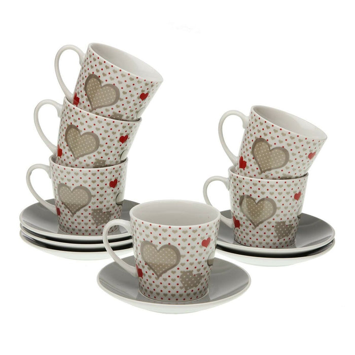 Set of Mugs with Saucers Versa Sweet Porcelain (6 Pieces) (9 x 14 x 14 cm)