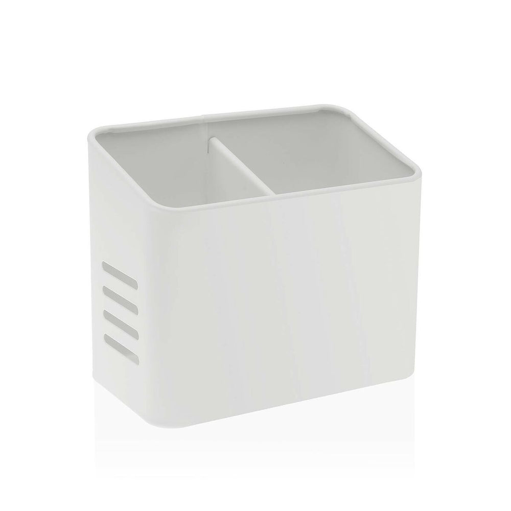 Cutlery Organiser Versa White 9,5 x 16 x 13,5 cm Metal Steel