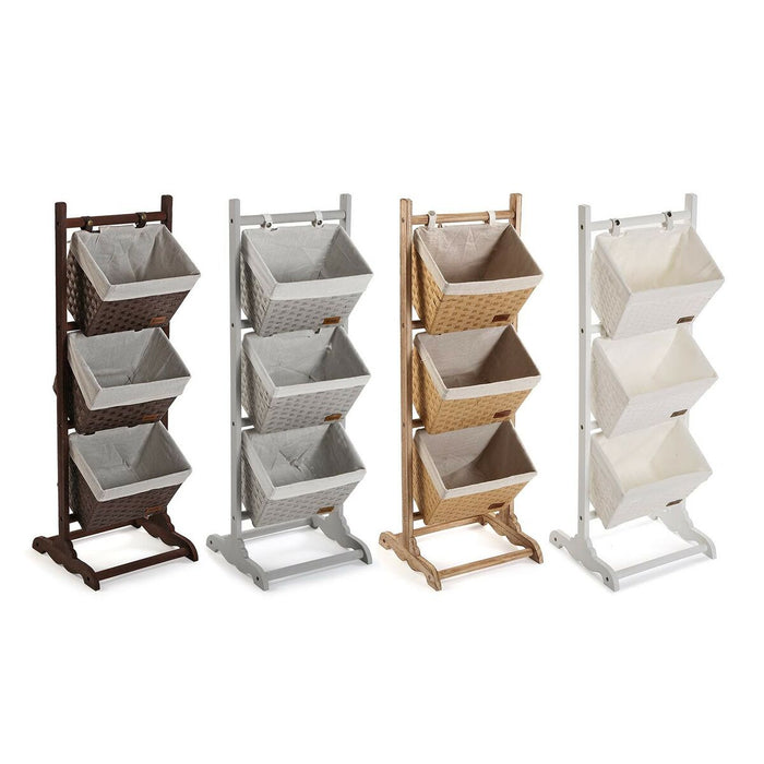 Bathroom Shelves Versa Dark brown 3 Baskets Brown Multicolour Cotton Wood Rattan 35 x 102 x 35 cm