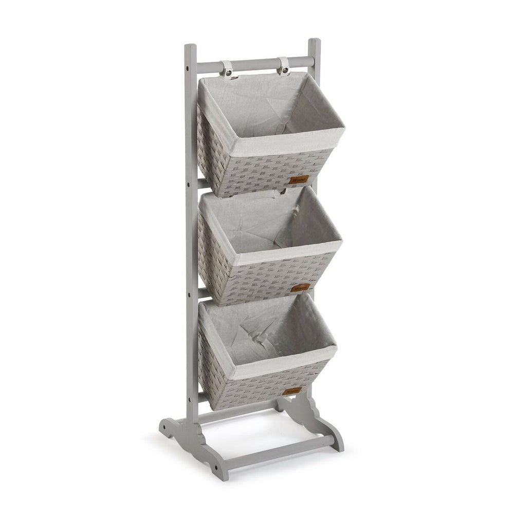 Bathroom Shelves Versa Grey 3 Baskets Multicolour Cotton Wood Rattan 35 x 102 x 35 cm