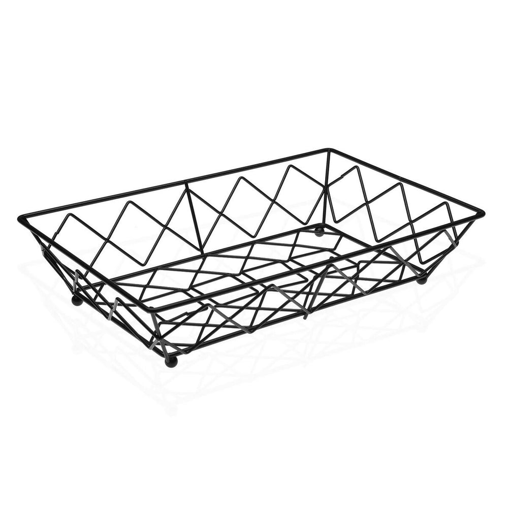 Fruit Bowl Versa Rectangular Black Metal Steel (20 x 7 x 32 cm)