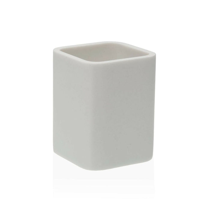 Toothbrush Holder Versa Aria White Resin 7,8 x 9,5 x 7,8 cm