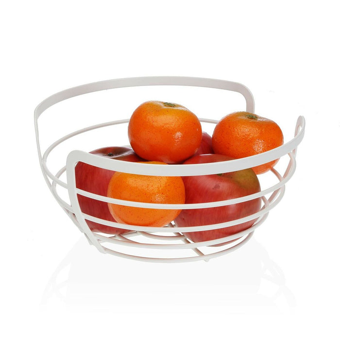 Fruit Bowl Versa White Metal Steel 24,2 x 12 x 27 cm