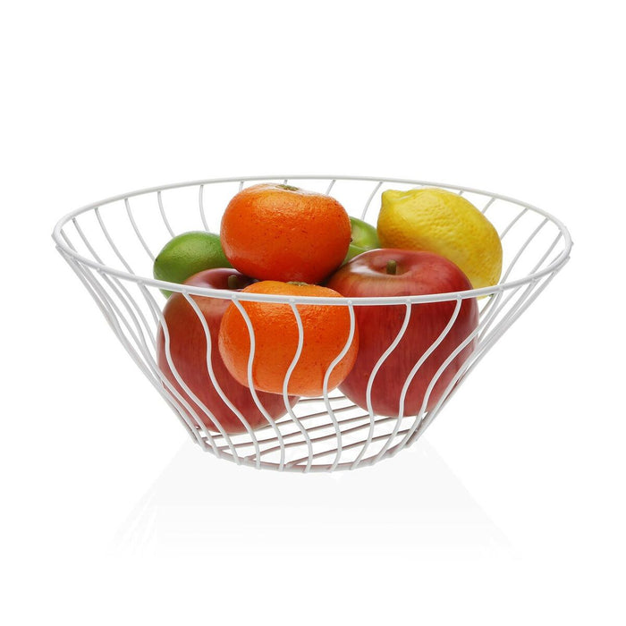 Fruit Bowl Versa White Metal Ceramic Steel 28 x 11,5 x 28 cm