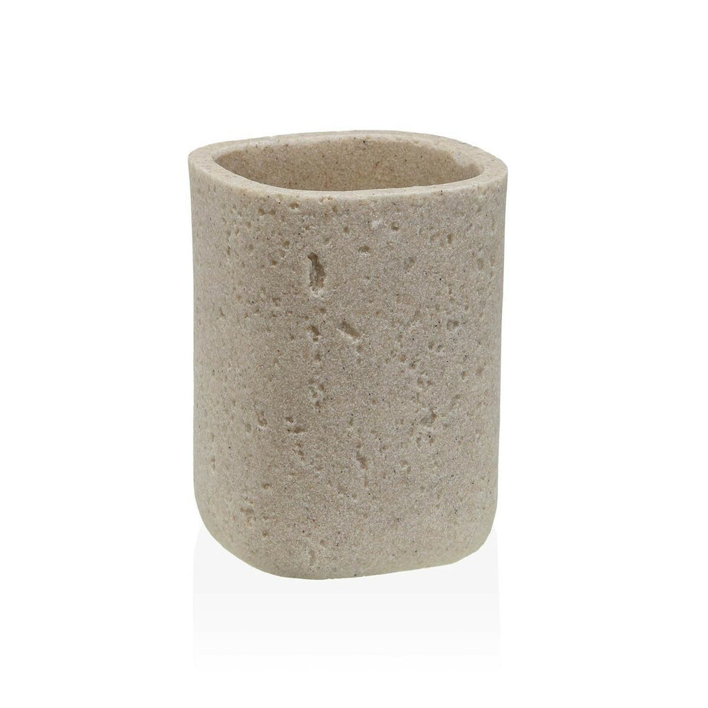 Toothbrush Holder Versa Beige Resin 8 x 10,5 x 8 cm