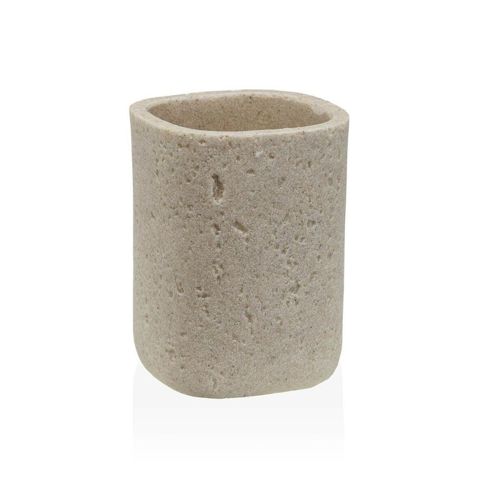 Toothbrush Holder Versa Beige Resin 8 x 10,5 x 8 cm