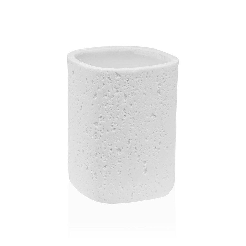 Toothbrush Holder Versa White Resin 8 x 10,5 x 8 cm