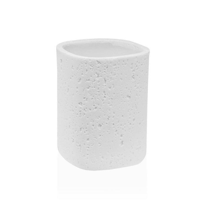 Toothbrush Holder Versa White Resin 8 x 10,5 x 8 cm