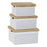 Set of Stackable Organising Boxes DKD Home Decor White Natural 42 x 31 x 24 cm