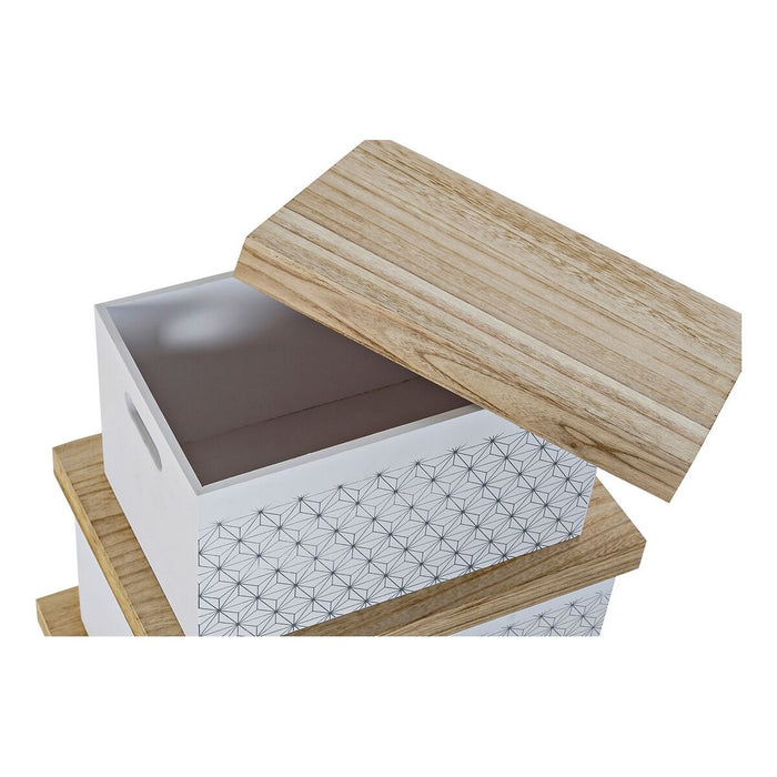 Set of Stackable Organising Boxes DKD Home Decor White Natural 42 x 31 x 24 cm