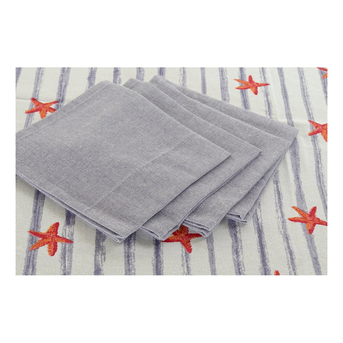 Tablecloth and napkins DKD Home Decor Summer Blue Cotton (150 x 150 x 0.1 cm) (5 pcs)