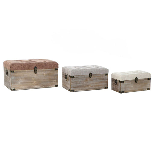 Set of Chests DKD Home Decor 65 x 38 x 34 cm Natural Grey Beige Wood Brown Traditional