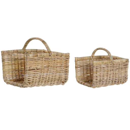 Log Stand DKD Home Decor Rattan Cottage (2 pcs)